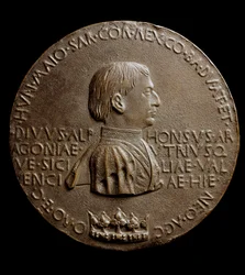Medaile Alfonse V. Aragonského (Alfonso Magnanimus nebo Veliký). V italštině Alfonso Veliký nebo Alfonso V. Aragonský