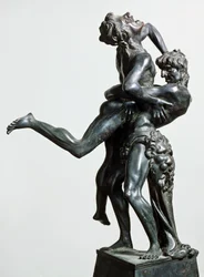 Herkules a Antaios, kolem roku 1475, bronzová socha, 46 cm, Itálie