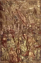 Svatý Jan Křtitel Kázání zástupu, tapisérie zobrazující výjevy ze života světce (textil)