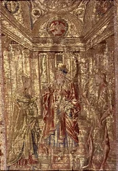 Svatý Jan Křtitel obviněný Herodem, tapiserie s výjevy ze života světce (textil)