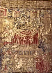 Narození sv. Jana Křtitele, tapisérie zobrazující výjevy ze života světce (textil)