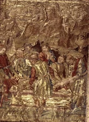 Pohřeb sv. Jana Křtitele, tapisérie zobrazující výjevy ze života světce (textil)