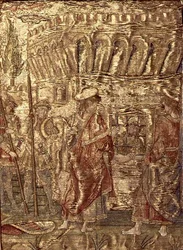 Učedníci na návštěvě u sv. Jana Křtitele ve vězení, tapisérie zobrazující výjevy ze života světce (textil)