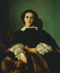 Portrét šlechtičny Morrocchi od Antonia Puccinelliho (1822-1897), cca 1858, olej na plátně