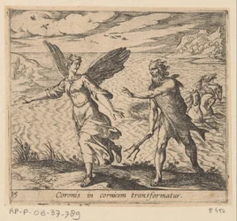 Koruna se změnila v een kraai Koruna se promění v římsu (nadpis na objektu) Metamorphoseon nebo transformace (název série) Metamorfosen van Ovidius (název série)