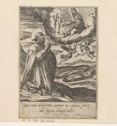 Heilige Philippus bidt voor de zielen van twee broeders Het Leven van Philippus Benitius (název série) Život B. Philippi Benicius Florent. obj. Služebník B. Marie Panny (název série)
