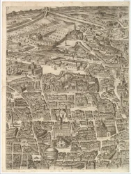 Plán města Říma. Část 3 se Santa Maria Maggiore, Pantheonem a Trajánovým ..., 1645.