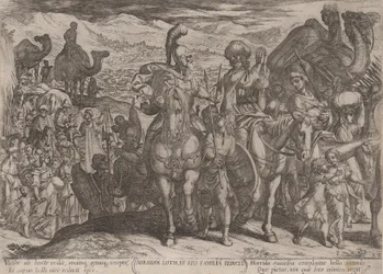 Deska 3: Abraham přivádí Lota a jeho rodinu do své vlastní země, z 