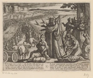 Ženy a děti sledují, jak Julius Civilis poráží Římany Batavské války proti Římanům (název série) Batavorum cum Romanis Bellum (název série)