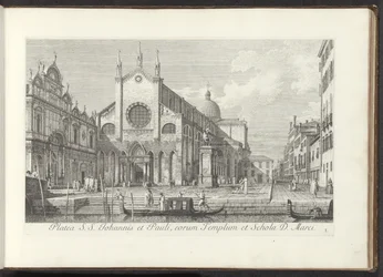 Pohled na kostel Santi Giovanni e Paolo v Benátkách Platea S. S. Johannis et Pauli, eorum Templum et Schola D. Marci (název na objektu) Pohledy na budovy a náměstí v Benátkách (název série) Urbis Venetiarum prospectus celebriores, ex Antonii Can