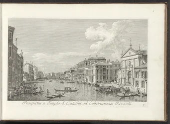 Podívejte se na Canal Grande en de kerk de San Stae te Venetië Pohled z chrámu sv. Eustatia na spodní stavby Rivoalti (název na objektu) Nejznámější pohledy na město Benátky, z 38. panelů Antoniova kanálu, vytištěné mosazí Antoniem Vissentinim na str.