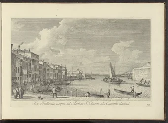 Podívejte se na Canal Grande en de kerk de Santa Chiara te Benátky Z prádelny do domu svaté Kláry, kde kanál končí (název na objektu) Nejznámější pohledy na město Benátky, z 38. panelů Antoniova kanálu, vytištěné mosazí Antoniem Vissentinim v r.