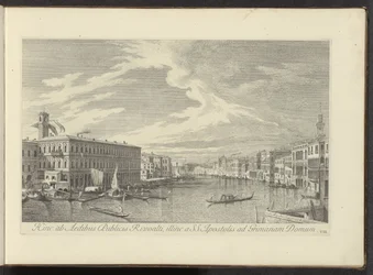 Podívejte se na Canal Grande te Benátky Odtud do veřejných domů Rivoalti, na druhé straně od SS. Apoštolové domu Grimana (název na předmětu) Nejznámější pohledy na město Benátky, z 38 mosazných panelů Antonius Canal, vytištěných Antoniem Vissentinim v část