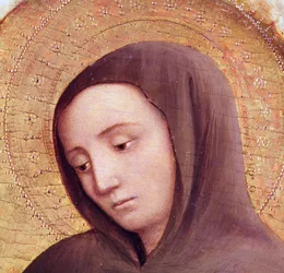 Hlava světce z oltáře sv. Jeronýma, 1441 (tempera na desce) (detail)