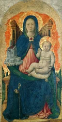 Panna a dítě na trůnu z Praglia Polyptych, c. 1448.
