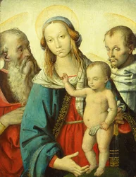 Madona s dítětem a svatými Jeronýmem a Františkem (tempera na dřevě)