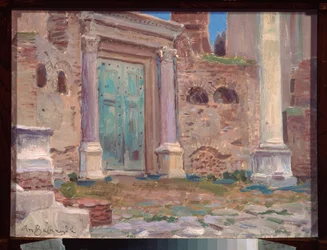 Le temple de Janus a Rome (Itálie) (Janův chrám v Římě) - dílo Appolinariho Michajloviče Vasněcova (1856-1933), olej na kartonu, ruské umění 19. století - Muzeum umění N Yaroshenko, Kislovodsk (Rusko)