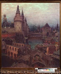 Moskva v 17. století, Svítání u brány vzkříšení - obraz Appolinari Michajlovič Vasněcov (1856-1933), olej na plátně
