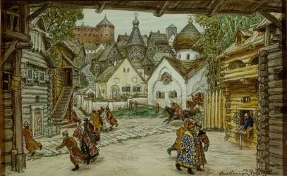 Scénografie k opeře The Oprichnik The Guardsman od Petra Čajkovského, 1911