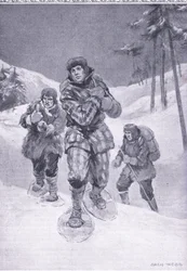 Přes bezkolejné pustiny k Labradoru (Donald Smith), ilustrace z Cassells Romance of Famous Lives, kolem roku 1940