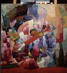 Astry (astry). Kubistické zátiší. Obraz Aristarch Vasiljevič Lentulov (1882-1943), olej na plátně