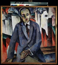 Portrét rektora Alexandra Tairova (1885-1950) (Portrét rektora A. Tairova). Obraz Aristarch Vasiljevič Lentulov (Lentulov) (1882-1943), olej na plátně. Ruské umění, avantgarda 20. století. Státní ruské muzeum, Petrohrad.