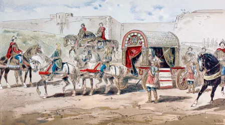 Královský kočár tažený koňmi z 9. století, 1886