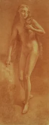 Ženský akt (červená křída)