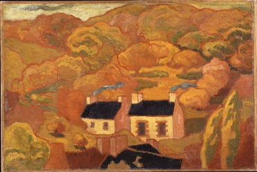 Dvě doškové chaloupky (Les deux chaumieres) kolem roku 1893-94 (olej na plátně)
