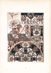 Jednobarevné karafiátové motivy a ornamenty (litografie)