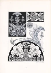Stylizované bodlákové ornamenty v černé a bílé