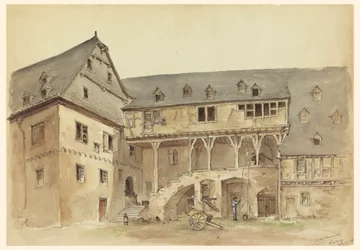 Kresba, Nádvoří středověkého panství, asi 1889