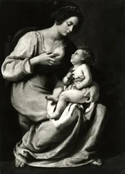 Madonna z třešní (olej na plátně) (černobílá fotografie)