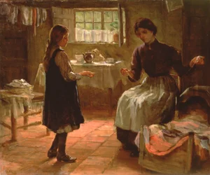 Domácí lekce, cca 1890 (olej na plátně)