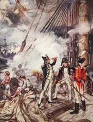 Admirals All, ilustrace z knihy Drakes Drum and Other Songs of the Sea od Henryho Newbolta (1862-1938), vydáno 1905