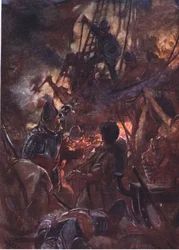 Zuřivě zuřivá a dlouhá bitva, ilustrace z Romance of History: The Netherlands, 20. léta