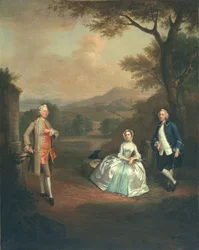 Sir George Lyttelton, Bart., s podplukovníkem Richardem Lytteltonem a Rachel, vévodkyně z Bridgewater, 1748
