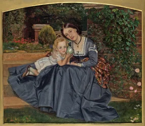 Matka a dítě sedí v zahradě, 1865-70