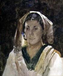 Aragonská žena (akvarel)