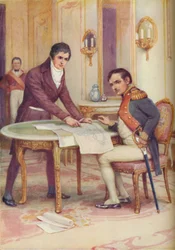 Fulton vysvětluje Napoleonovi svou ponorku, c1925