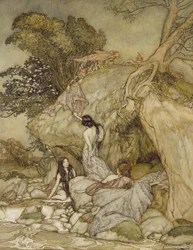 Girls by a Stream, 1906 (pero, inkoust a wc)