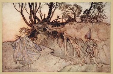Jak nyní duch! Wither Wander You, ilustrace ze „Snu nocí svatojánských“ od Williama Shakespeara, 1908