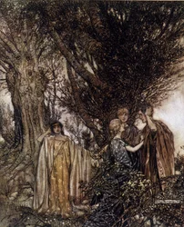 Ilustrace Arthur RACKHAM (1867-1939) pro Sen letní noci od Williama SHAKESPEARE