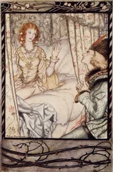 Jsi to ty, můj princi? Čekal jsem na vás velmi dlouho, z The Arthur Rackham Fairy Book, hospoda. 1933