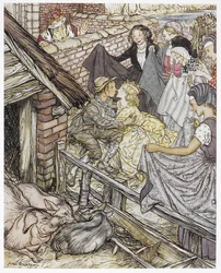 „Právě když pasáček vepřů dostával osmdesátý šestý polibek“, ilustrace k „Pasáčkovi vepřů“ od Hanse Christiana Andersena
