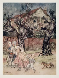 Úžasné příběhy o Strašidelných polích, Strašidelných potocích a Strašidelných domech, z The Legend of Sleepy Hollow od Washingtona Irvinga (1783 - 1859), hospoda. 1928