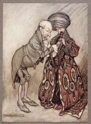 Potřásl holou hlavou a zamumlal, Studený, docela studený, od Petera Pana v Kensington Gardens od J. M. Barrieho (1860 - 1937), hospoda. 1906