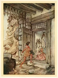 Jack vzal klíče od hradu a odemkl všechny dveře z hospody English Fairy Tales. 1922.