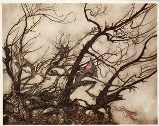 Indiáni je považovali za příbytek duchů., z Rip Van Winkle od Washingtona Irvinga, hospoda. 1910