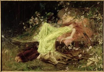 A Fairy Tale: "All Seemed to Sleep, the Timid Hare on Form" - Scott, cca 1895 (olej na plátně)
